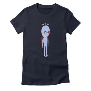 STRANGE PLANET Nathan W Pyle Cartoon Wow Alien Fitted T-Shirt Midnight Blue (S)